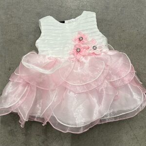 Holiday Edition White & Pink Special Event Dress w Rhinestones Size 0-3 Months